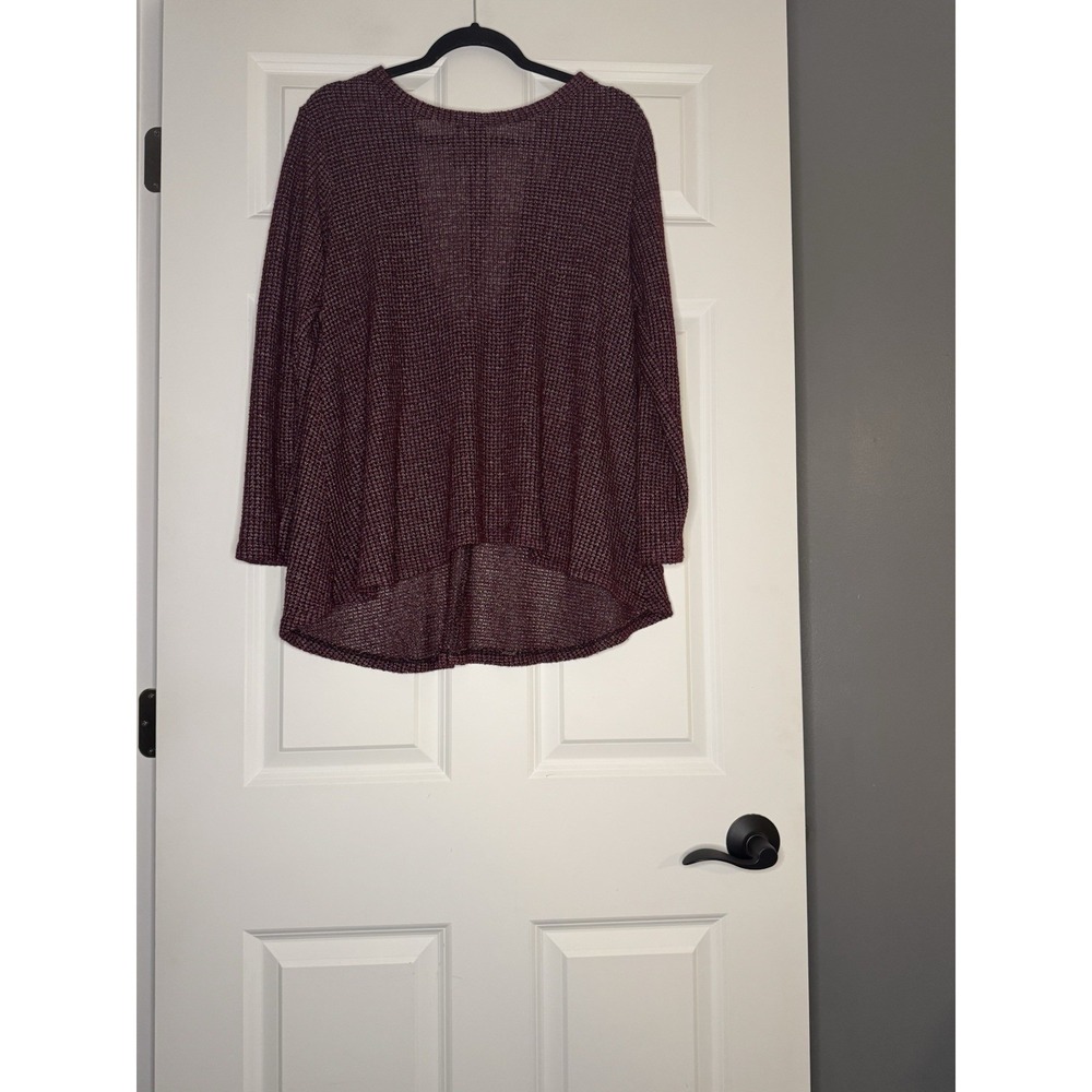 Altar'd State Long Sleeve Tie Neck Top Burgundy Small